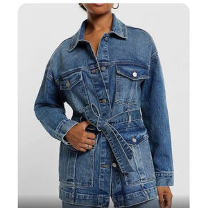 NWOT Express Blue Denim Jacket w/ Belt Size xl